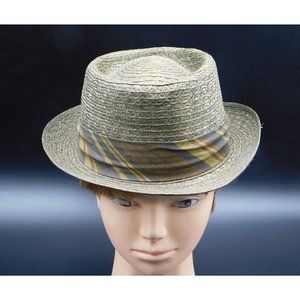 Vintage Milan Weave Brown Straw Fedora Hat - The Harvard Club